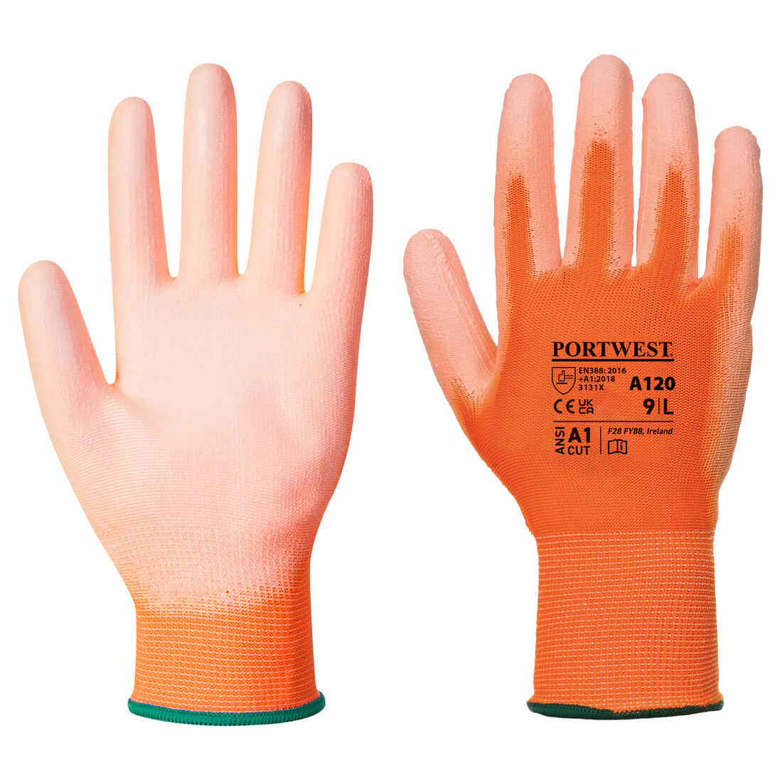 A120 Portwest® PU Coated A1 Grippy Work Gloves - Orange